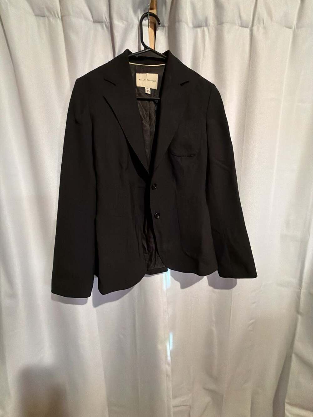 Banana Republic Black Wool Stretch Two-Button Blazer Jacket Size 6